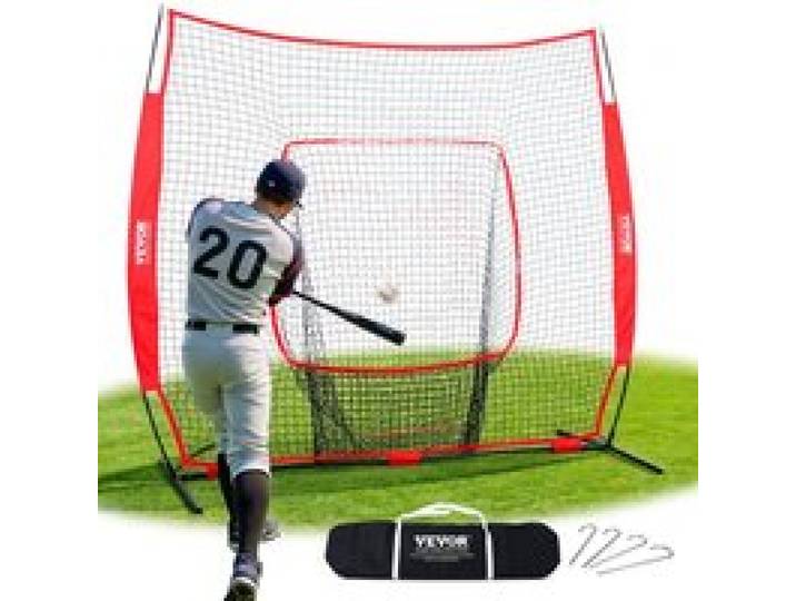 VEVOR 213,4 x 106 x 210 cm Baseball-Softball-Übungsnetz, Baseball Pitching Net, Schlagen, Fangen, Pitchen, Backstop-Trainingshilfen für Baseballausrüstung mit Bogenrahmen, Tragetasche & Schlagzone