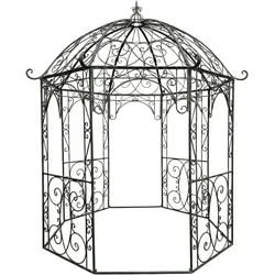 CLP Rosenpavillon aus Eisen Leila, Gartenpavillon im Jugendstil nostalgisch, Rankhilfe pulverbeschichtet für Kletterpflanzen und Rosen