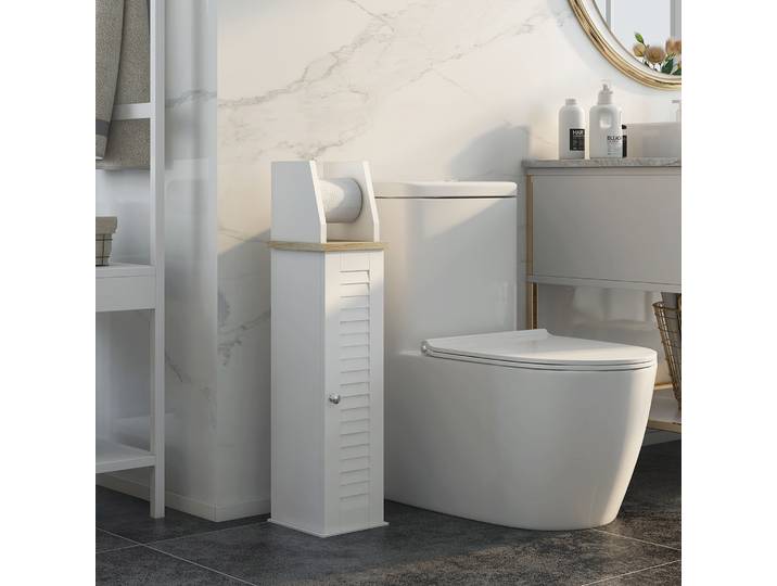kleankin Meuble SDB Papier+Placard Blanc 80cm