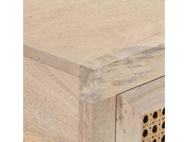 Table console - VIDAXL - 100x35x76 cm - Bois de manguier massif - Canne naturelle - Design rustique