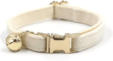 Inspire Picks Personalized Velvet Cat Collar With Engraved Name & Bow Bell cream