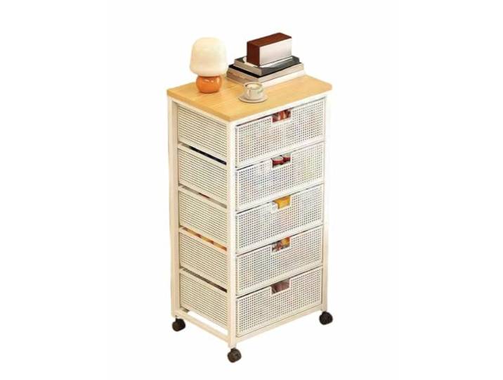 Xumh2024-3 Lagerung Rollbarer Aufbewahrungswagen mit Schubladen, 6-stufigem, abnehmbarem Aufbewahrungsregal for Snacks und Spielzeug(Weiß)