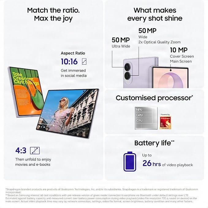 SAMSUNG Galaxy Z Fold8 5G 256GB Foldable Smartphone - Lavender