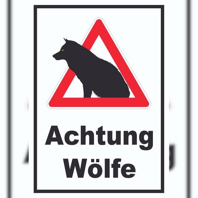 HB-Druck Achtung Wölfe Schild A4 (210x297mm)
