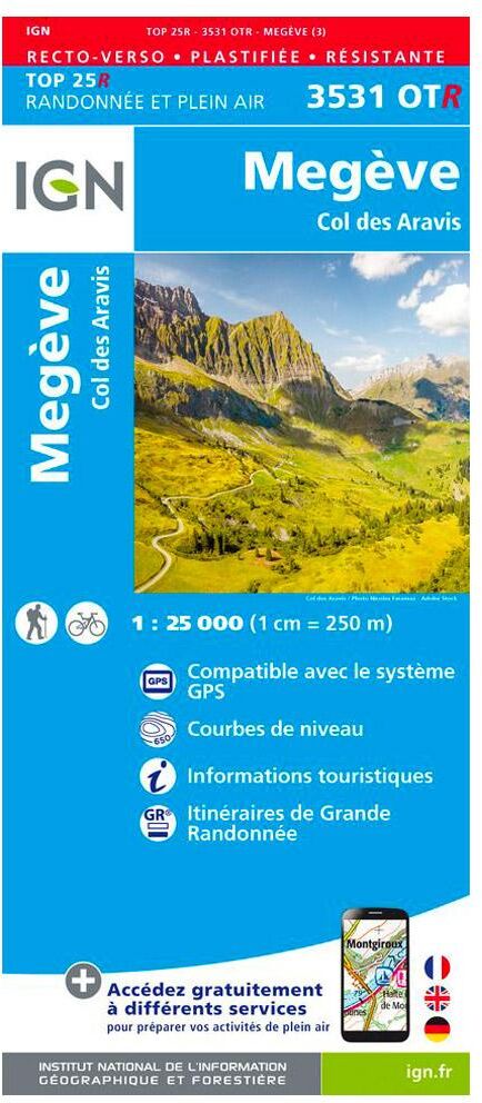 IGN  - 3531OTR Megève, Col des Aravis - Résistante - Carte
