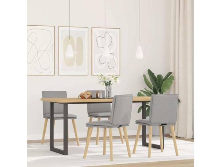 HEFZGDB Esszimmerstühle 4 STK. Wolkengrau Stoff, Strapazierfähige und Atmungsaktive Bezüge mit Robuster Metall-Holz-Konstruktion für Wohnzimmer und Essbereich
