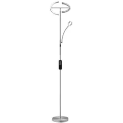 tectake Deckenfluter Auralis LED 20W, Leselicht, dimmbar   Nickel Matt