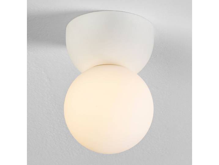 Plafonnier Zero Ø 8cm Blanc Matériau : Verre, Pierre Type de pierre : Gypse Type de verre : Verre opale G9