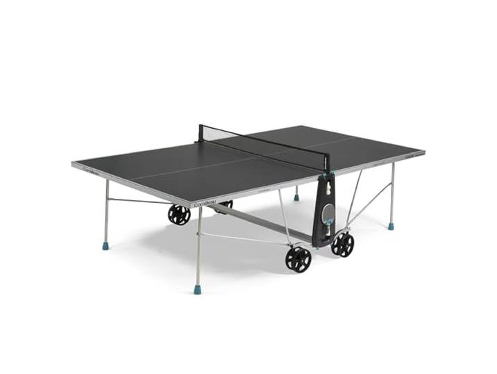 CORNILLEAU 100X Outdoor & Indoor Tischtennisplatte - Klappbar - Wetterfest - 4 mm Melaminharzplatte -Tischtennistisch für draußen - Turniermaße - Grau
