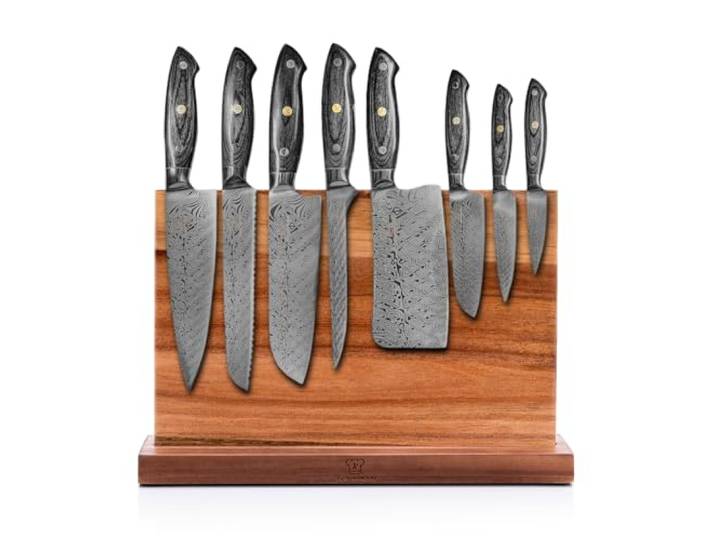 KÜCHENKOMPANE – Edelstahl Messerset Kumai mit magnetischem Messerblock 8-teiliges Küchenmesser Set Kochmesser mit ergonomischen Epoxid-Griff rostfrei & scharf Made in Germany