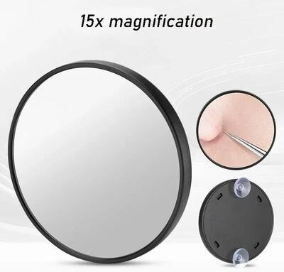 Uplift Picks Precision Magnifying Makeup Mirror 5X 10X 15X Suction Cup Travel Mirror black 15x