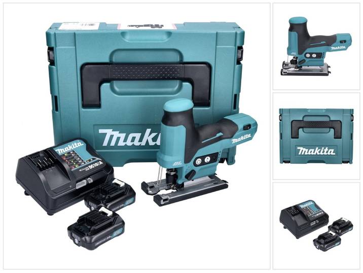 Scie sauteuse pendulaire sans fil Makita JV 102 DSAJ 12 V max. Brushless + 2 batteries 2\,0 Ah + chargeur + Makpac
