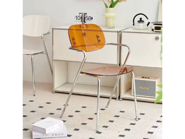 Chaise de salon, chaise nordique en acrylique, chaise transparente de designer, fauteuil, chaise de loisirs, chaise de salle à manger, chaise de maquillage