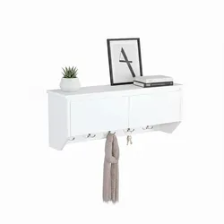 Relaxdays Wandgarderobe 5 Haken mit Stauraum Weiß