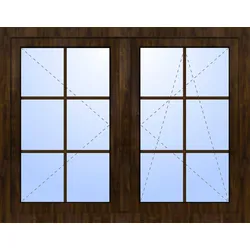 Doppelfenster ohne Mittelsteg PEPE 3-fach Verglasung Nussbaum holzähnlich innen öffnend DIN links