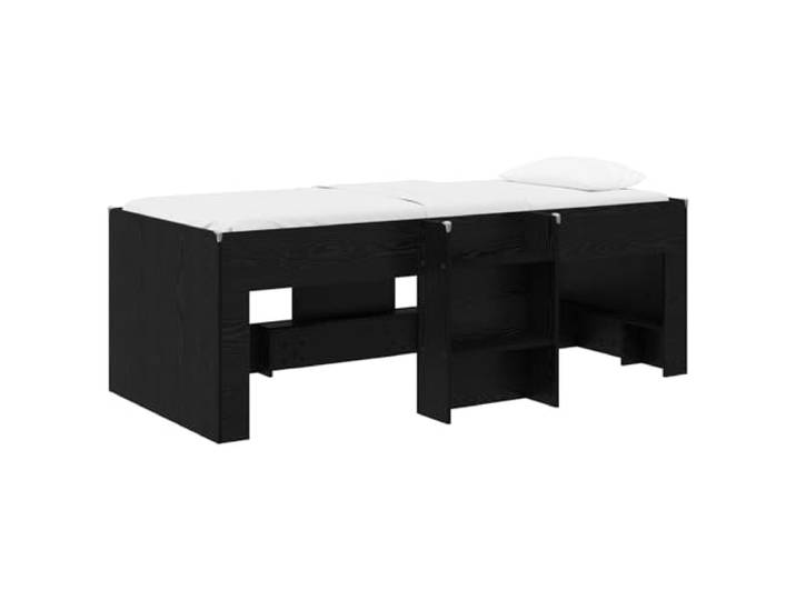 HFXHIJXQ Hochbett mit Leiter Schwarze Eiche Holzwerkstoff 100x200cm Praktisches Loftbett fuer das Schlafzimmer mit integrierter Leiter und viel Stauraum unter dem Bettgestell.