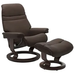 Stressless Sessel mit Hocker Sunrise Classic Leder Braun Batick Brown M (Medium)