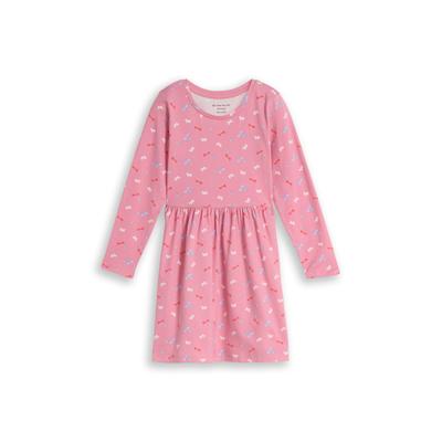 Jerseykleid TOM TAILOR, Mädchen, Gr. 104/110, N-Gr, rosa (pink mini butterfly design), Obermaterial: 95% Baumwolle, 5% Elasthan, A-Linie, Kleider Jerseykleid