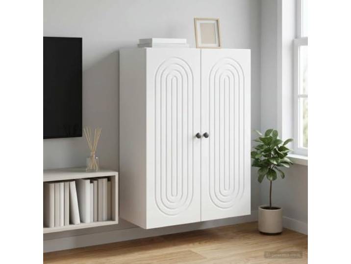 GPWERSDF Weißer Wandschrank aus Holzwerkstoff 66 x 34,5 x 90 cm Vintage-Design, Pendeltüren, wandmontiert, viel Stauraum, langlebiger Holzwerkstoff