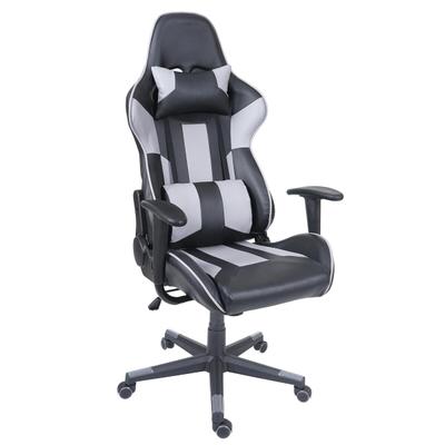Mendler Bürostuhl HWC-F84, Schreibtischstuhl Gamingstuhl Chefsessel Drehstuhl, Kunstleder ~ schwarz/grau
