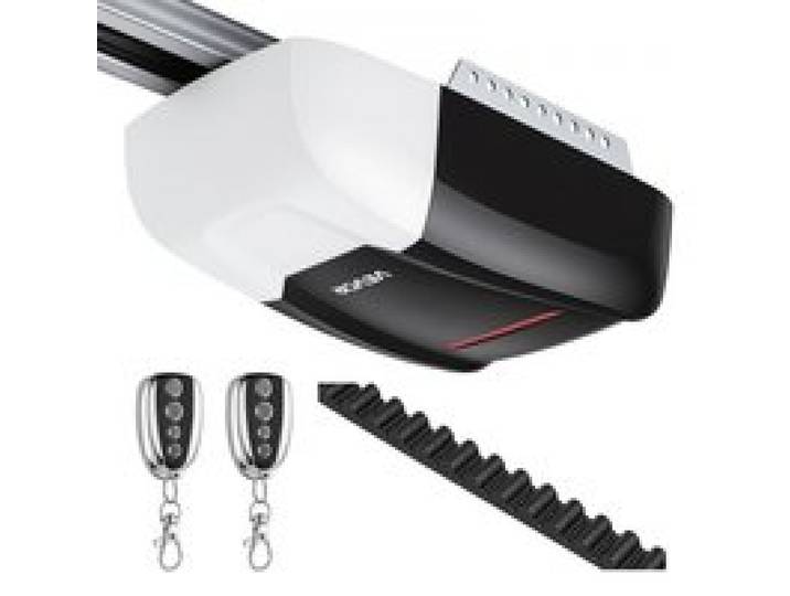 VEVOR Garagentorantrieb 800 N Garagentoröffner Ultraleiser Riemenantrieb, für Private Garagen, 4-tlg. Schienensystem, 2 Handsender & LED-Beleuchtung, Ein-Tasten-Bedienung im Fahrzeug, Schwarz & Weiß