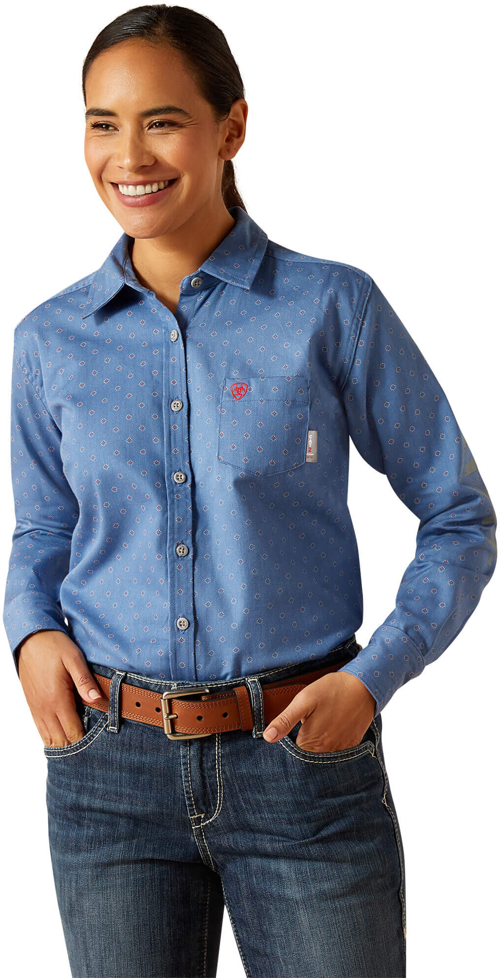 Women's Flame-Resistant Brooke Work Shirt in Moonlight Blue, Size: Small by Ariat