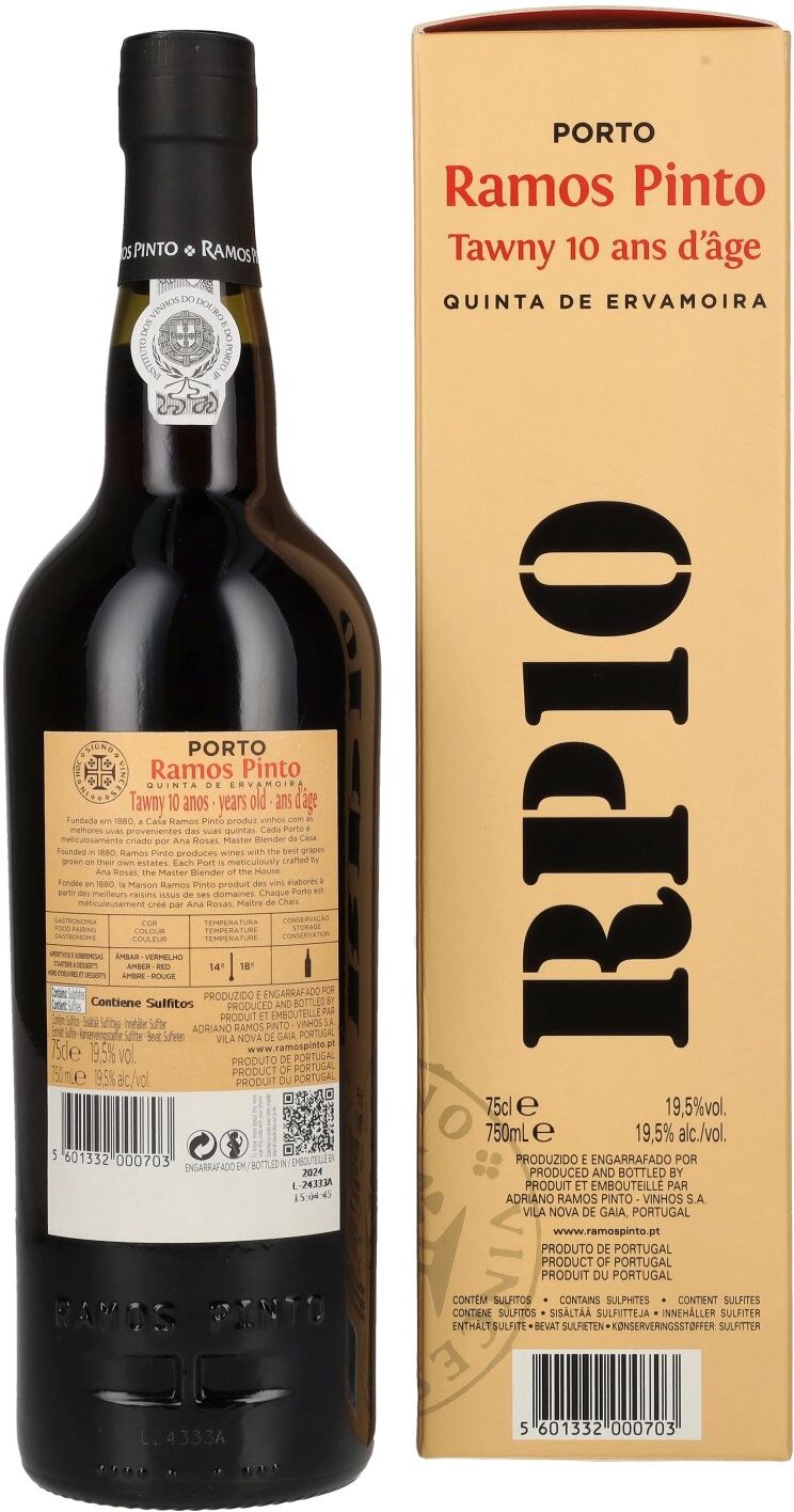 Ramos Pinto Porto & Douro Ramos Pinto Quinta da Ervamoira Tawny 10 Years Old 19,5% Vol. 0,75l in Geschenkbox