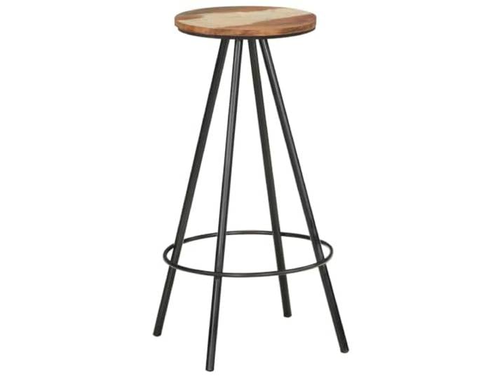 HGPOTUY Barhocker 4 STK. Massives Altholz Industrie-Stil Massives Altholz, Stahlgestell, Teak, Mangoholz, Akazie, 110 kg pro Sitzplatz, einfache Montage