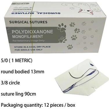 Inspire Select Professional Absorbable PGA Veterinary Suture Kit 12pcs Sterile Dog Surgical Training Thread With Needle 5 0 Round Bodied