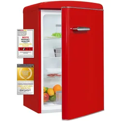 Exquisit Retro Vollraumkühlschrank RKS120-V-H-160E rot | Nutzinhalt: 122 L | Ohne Gefrierfach
