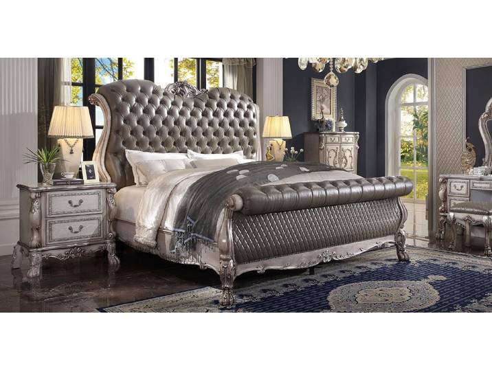 JVmoebel Schlafzimmer-Set Barock Nachttisch in klassisch grauer Farbgebung aus Europa, (3-tlg), Made in Europa