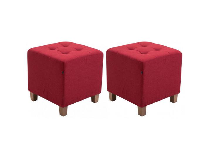 CLP Sitzwürfel 2er Set Stoff rot, Rot, Holz, 45x46x45 cm, Wohnzimmer, Sessel, Hocker & Hockerbänke, Sitzwürfel