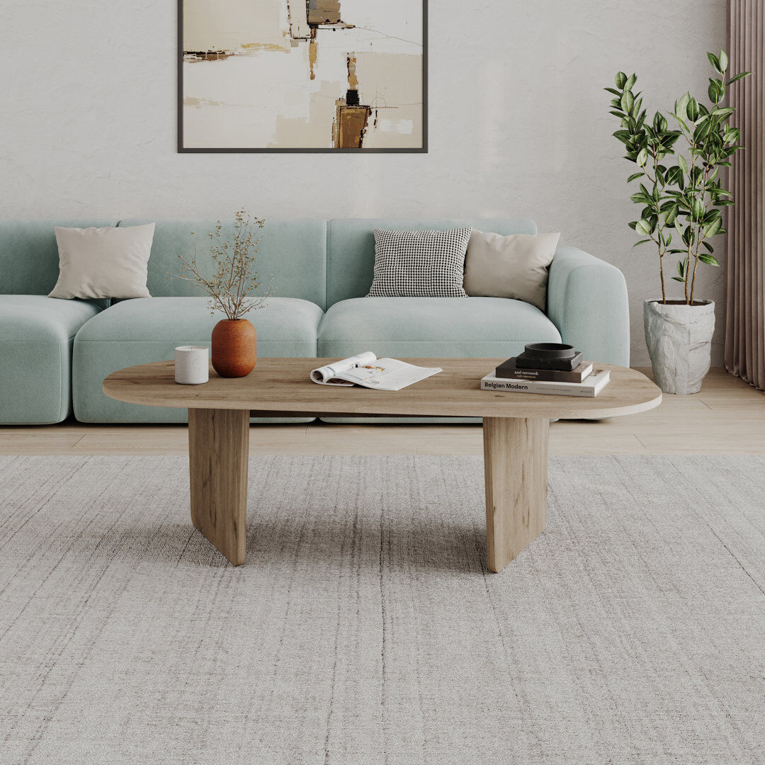 Norden Home Coffee Table Large 130cm Oval Coffee Table Natural Oak 40cm H X 130cm W X 65cm D