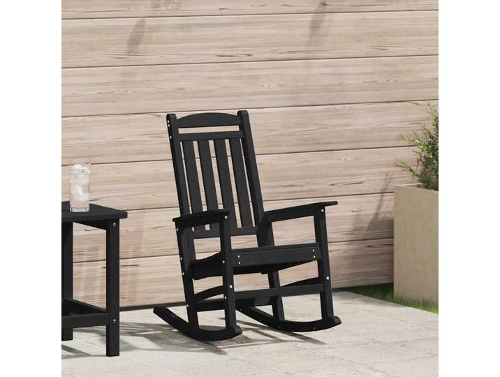 vidaXL Garten-Schaukelstuhl Schwarz HDPE