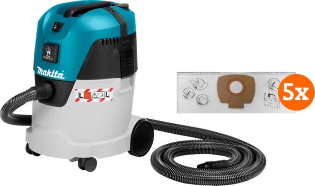 Makita VC2512L stofzuiger inclusief 5 stofzuigerzakken