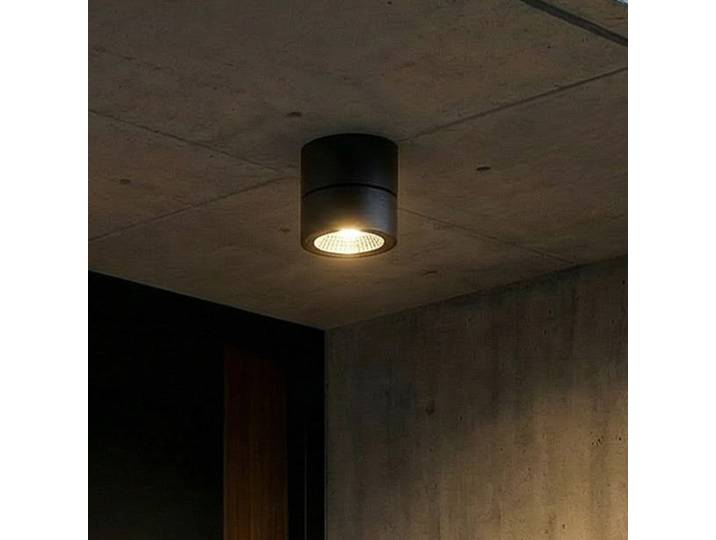 Spot pour plafond LED Nolivar, noir, Ø 9 cm, IP54 - Lindby - Terrasse - Moderne - Aluminium - Rond