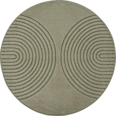 Teppich THE CARPET "Elisa", grün, H:12mm Ø:120cm, Polyester, Polypropylen, Teppiche, Teppich, moderner Wohnzimmer Teppich, hohe Flordichte und angenehm weich