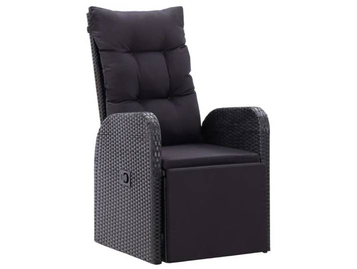 Meilleures Ventes Chaise inclinable de jardin et coussin Résine tressée Noir(8622)