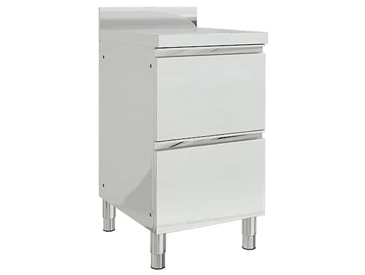 FMPGJLYH Edelstahl Gastro-Küchenschrank mit 2 Schubladen, Küchenunterschrank mit Aufkantung für Gastronomie, Restaurant & Küche, 50x60x96 cm