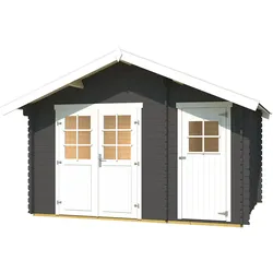 Weka Gartenhaus 253 graphitgrau/weiß - 28 mm Gartenhaus 253 Gr. 2 (370 x 250 cm) - 50 % Rabatt auf Dacheindeckung