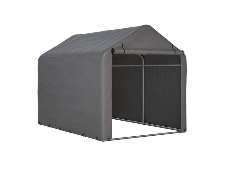 Gisaae Gerätehaus Fahrradgarage & Geräteschuppen, Reißverschlusstür Lagerzelt, Silberfarben, Metall, 160x165x220 cm, Gartenzubehör, Fahrradgaragen