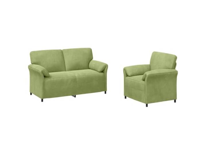 PUGYNBK 2-teiliges Sofa aus Samt, Hellgrün, mit Metallrahmen Modern, elegant, klare Linien, einfache Reinigung, trockenes Tuch, täglicher Gebrauch, Wohnzimmer