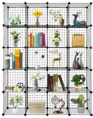 karlinc 20-Cube Multifunctional Organizer Stackable Plastic Cube Storage Shelves,Black