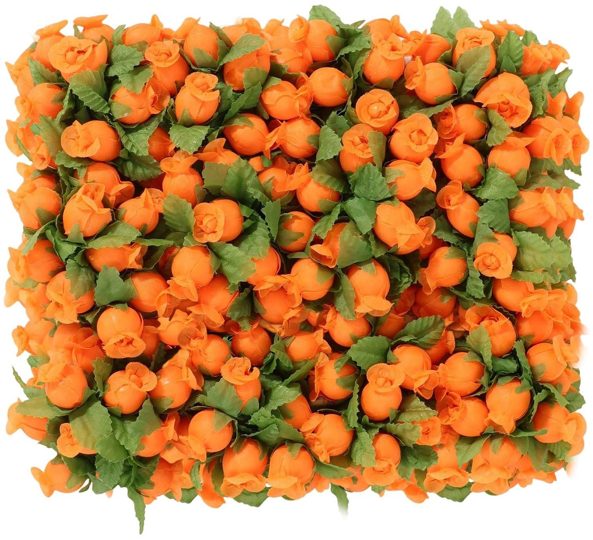 Dailygoods 144 stuks mini-rozen kunstbloemhoofden - Oranje neperozen - Kunststof bloemknoppen voor decoratie