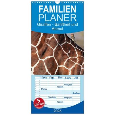 Familienplaner 2026 - Giraffen - Sanftheit und Anmut mit 5 Spalten (Wandkalender, 21 x 45 cm) CALVENDO