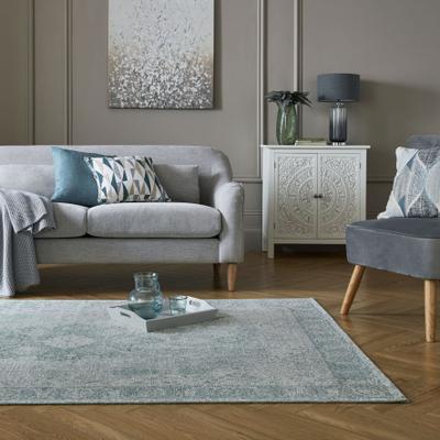 Teppich FLAIR RUGS "Antique Vintage-Muster", grün, B:200cm H:4mm L:290cm, Baumwolle, Kunstfaser, Teppiche, Teppich, Chenille Stil Teppich, Wohnzimmer, Schlafzimmer, Esszimmer
