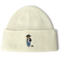 Polo Ralph Lauren für Damen. 455P23854002 Weiße cremefarbene Strickmütze (OSFA), Lässig, Wolle