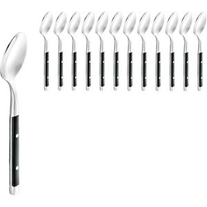 WAS Kaffeelöffel Bistro Trend, 14,5 cm, Edelstahl 18/0, Kunststoffgriff, silber poliert/schwarz 12 Stk, 12 Stück