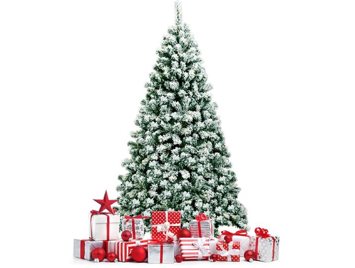 180cm Hoge Kunstkerstboom met Warme Led-Verlichting Kerstboom Groen + Wit