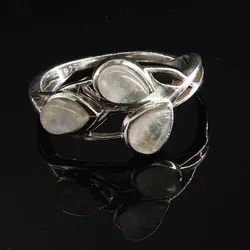 Drachensilber Mondstein Ring zartes Design 925er Silber Edelstein Damenring 52 - Silber